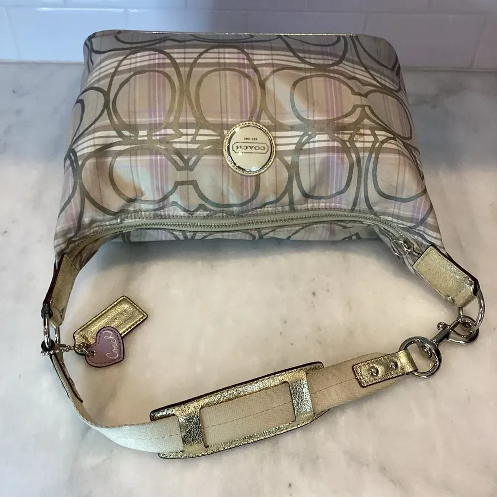 Coach Bag Purse Handbag Pocketbook Hobo F17209 Signature Plaid Bag Multicolor - Picture 10 of 15